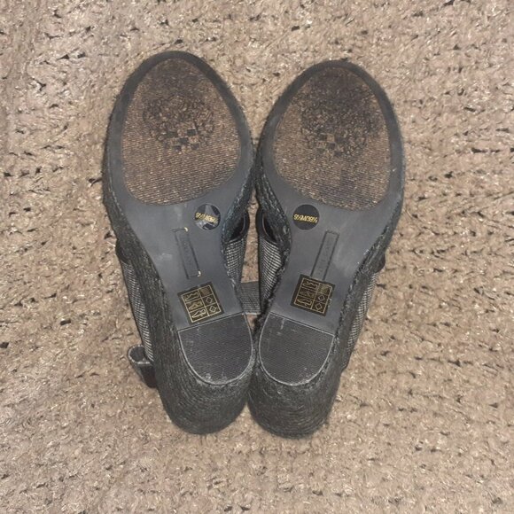 VINCE CAMUTO-Madalisa-Espadrille Platform Wedge-Black/White Textile-Sz 9.5-NM - Picture 7 of 7